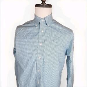 Jos A Bank Shirt Mens Medium Blue Check Tailored Fit Executive Collection Cotton